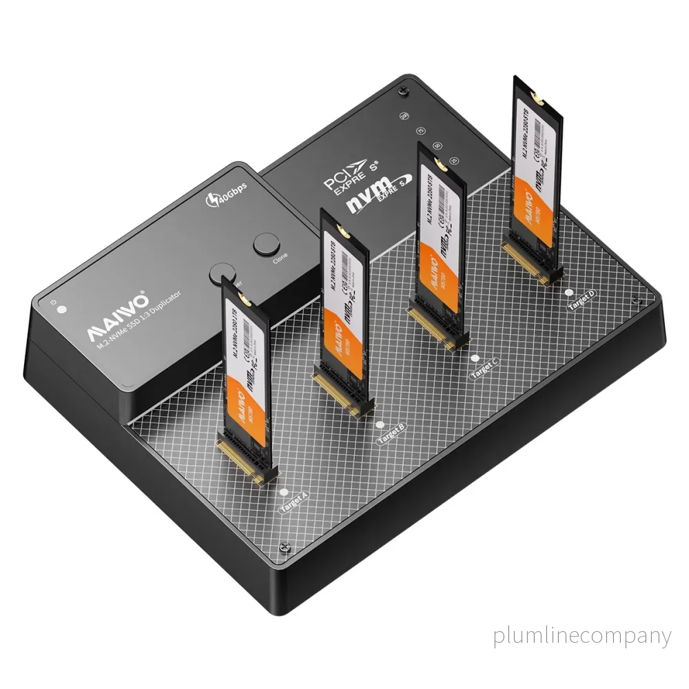 Maiwo K3015P4 4-plats M.2 NVMe SSD USB4.0 Dock, Klonare/Duplicator, Stöder 1-till-3 Offline-kloning & Programvaru-RAID, 40Gbps kompatibel med Thunderbolt 4/3