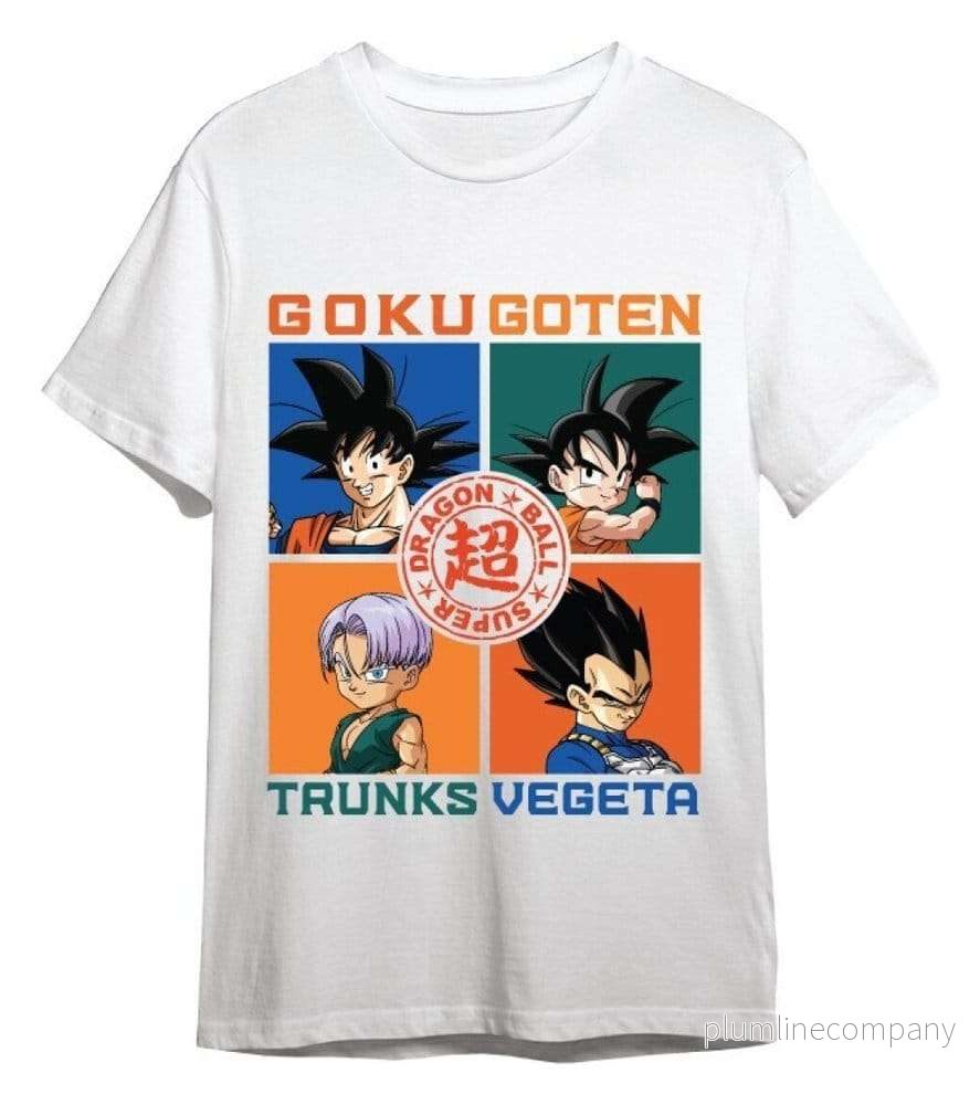 Dragon Ball Super T-Shirt Goku, Goten, Trunks, Vegeta White Dragon Ball Super T-Shirt Goku, Goten, Trunks, Vegeta White