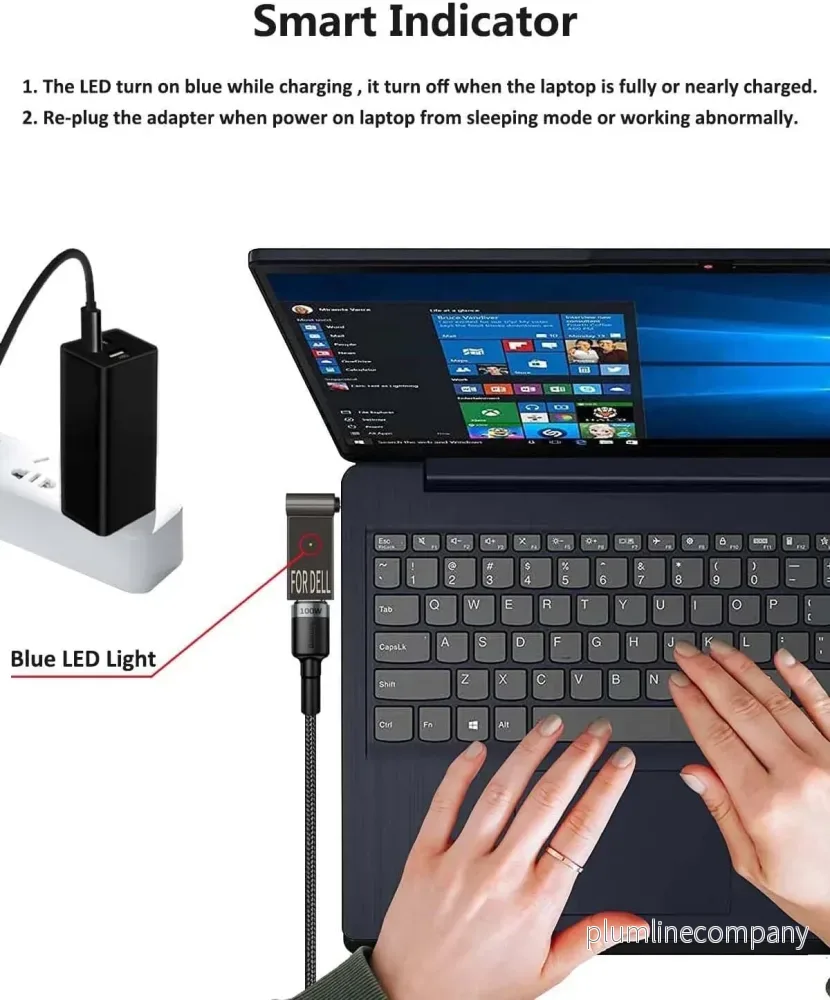 NÖRDIC USB-C till Laptopladdningsadapter, USB-C till DC-kontakt, 100W PD, DC 4,5×3,0mm för DELL - Bild 3
