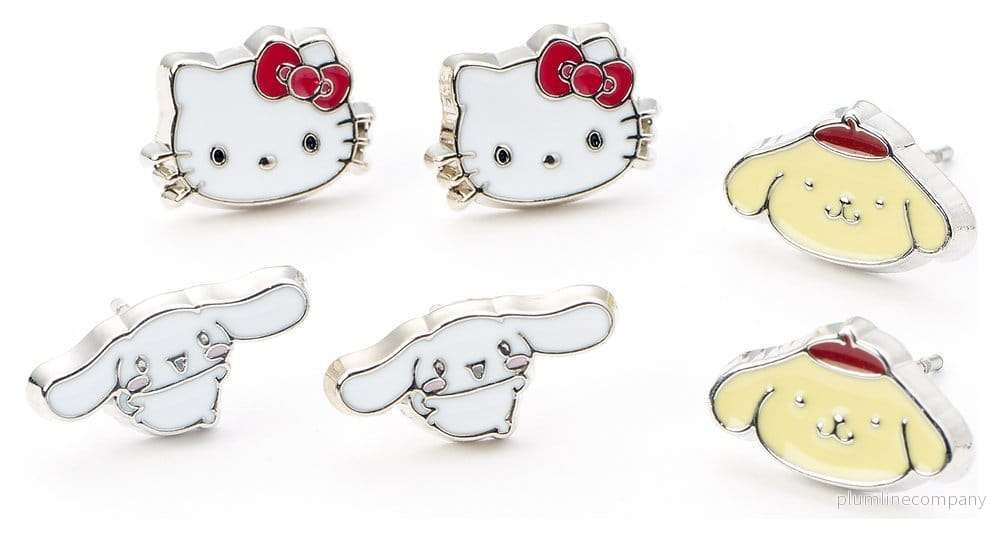 Sanrio stiftörhängen set Hello Kitty, Cinnamoroll och Pompompurin - Bild 2
