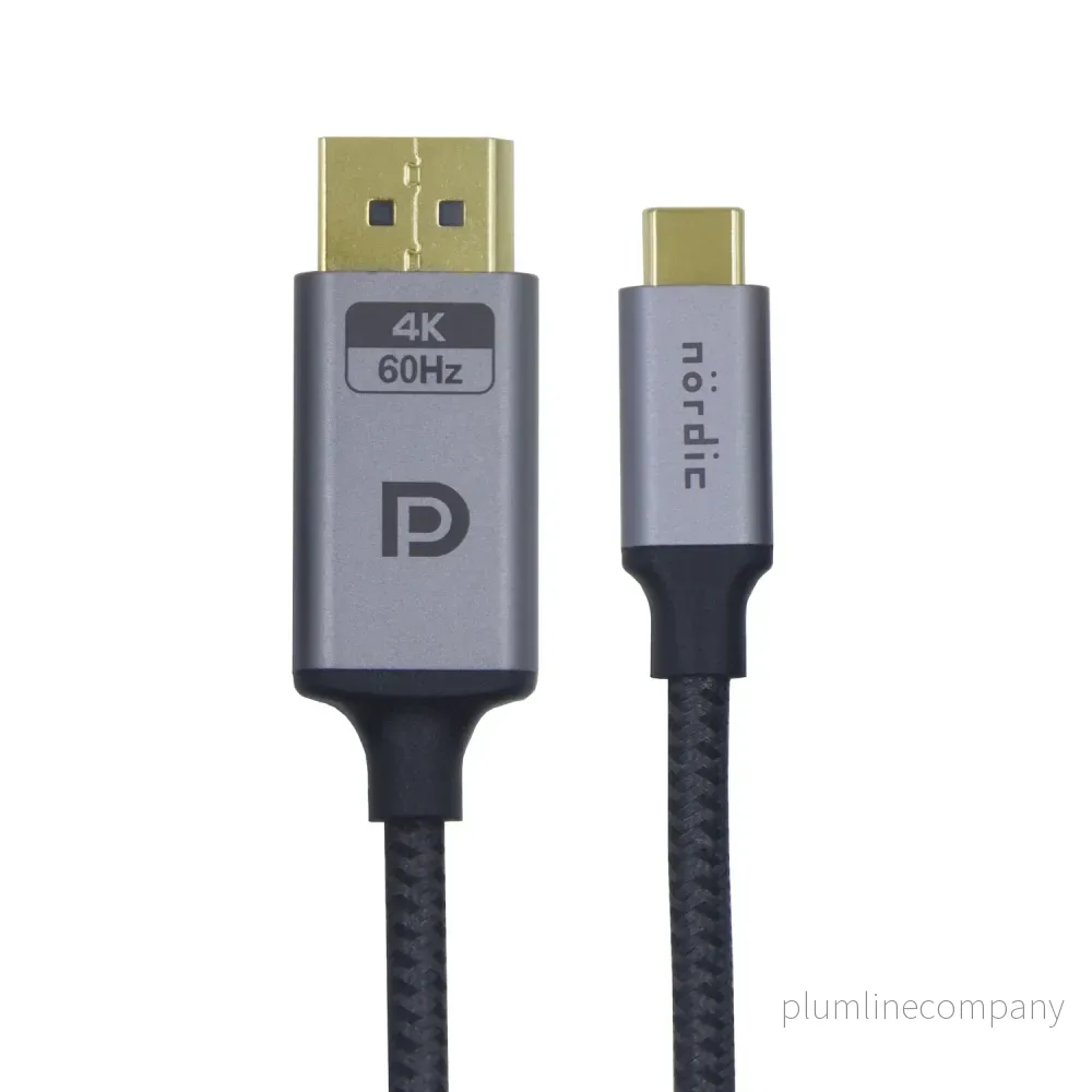 NÖRDIC 2m USBC till Displayport kabel UHD 4K 60Hz DP 1.2 21,6Gbps HDCP Alt Mode Over USB C, Aluminium kontakter Space Grey NÖRDIC 2m USBC till Displayport kabel UHD 4K 60Hz DP 1.2 21,6Gbps HDCP Alt Mode Over USB C, Aluminium kontakter Space Grey