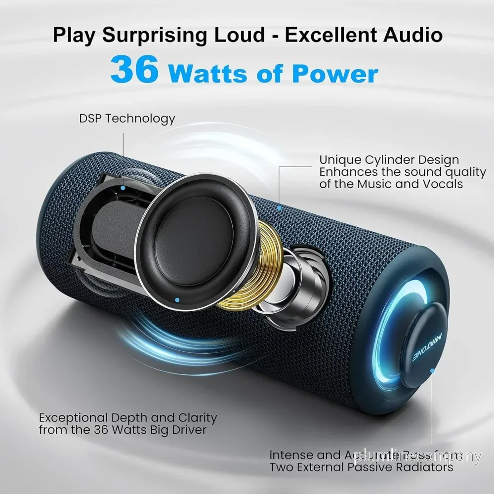 Bluetooth-högtalare 36W bärbar högtalare med stereoljudbas, Bluetooth 5.3 trådlös IP7x vattentät högtalare Blå - Bild 2