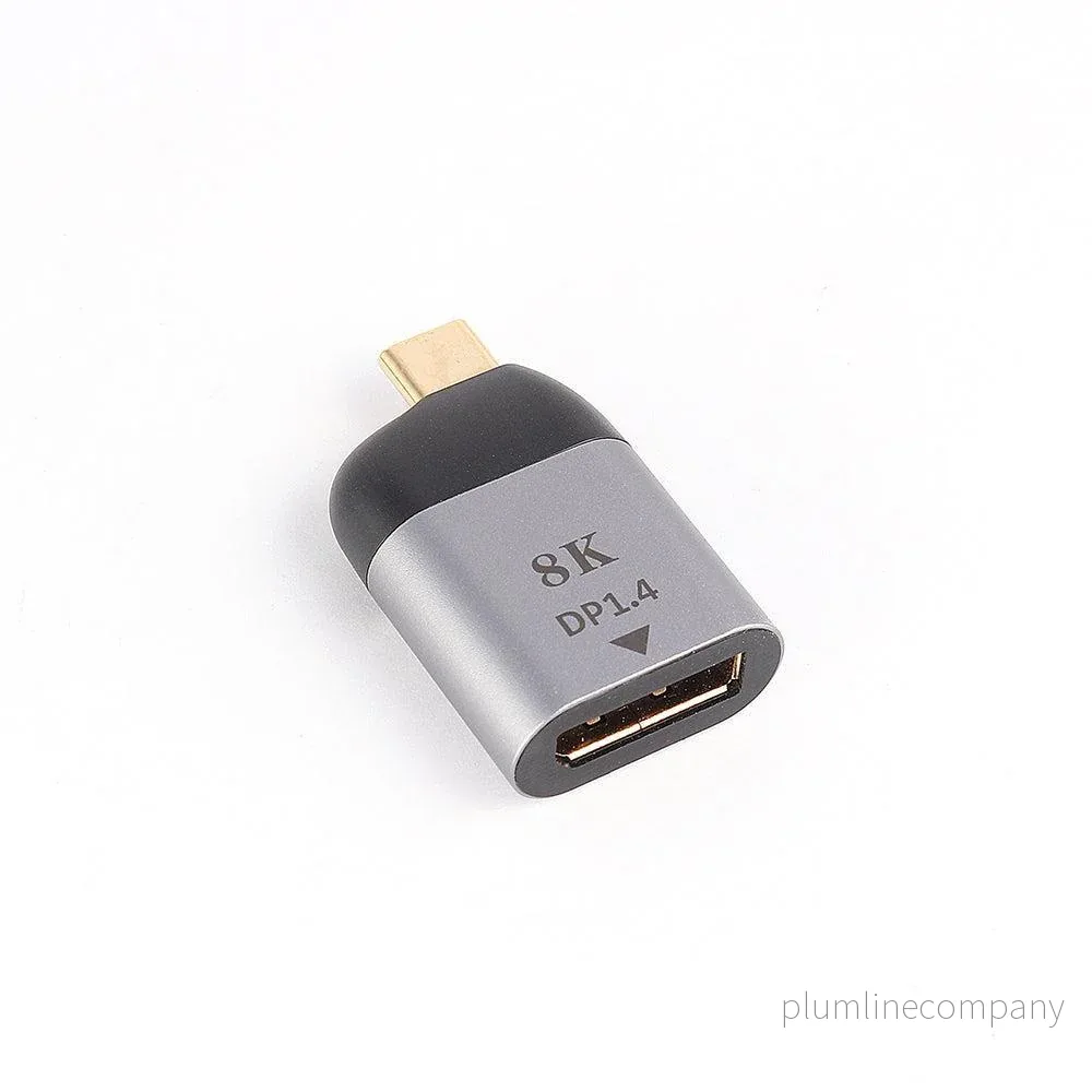 NÖRDIC USB C till Displayport adapter 8K i 60Hz 32,4Gbps Stöd för 3D och HDCP 1.4 och 2.2 Aluminium Space Grey