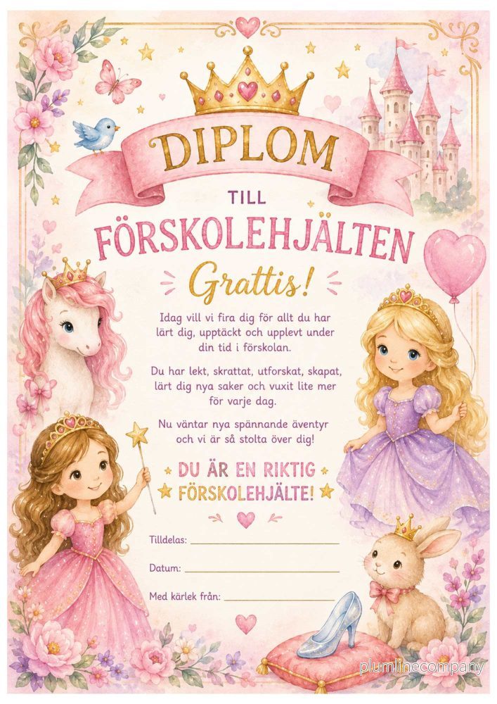 Diplom – Förskolehjälten (prinsessor) Diplom – Förskolehjälten (prinsessor)