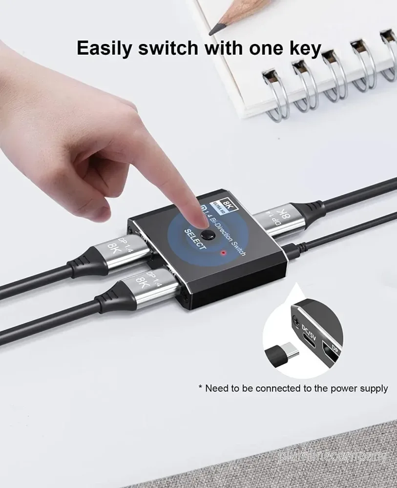 NÖRDIC 8K30Hz Displayport switch 2 till 1 och splitter 1 till 2, 4K120hz - Bild 3