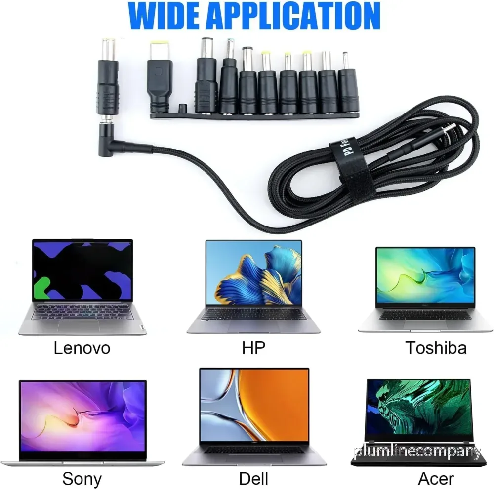 NÖRDIC USB‑C till DC‑strömkabel med 10st adaptrar 1.8m 100W - Bild 2
