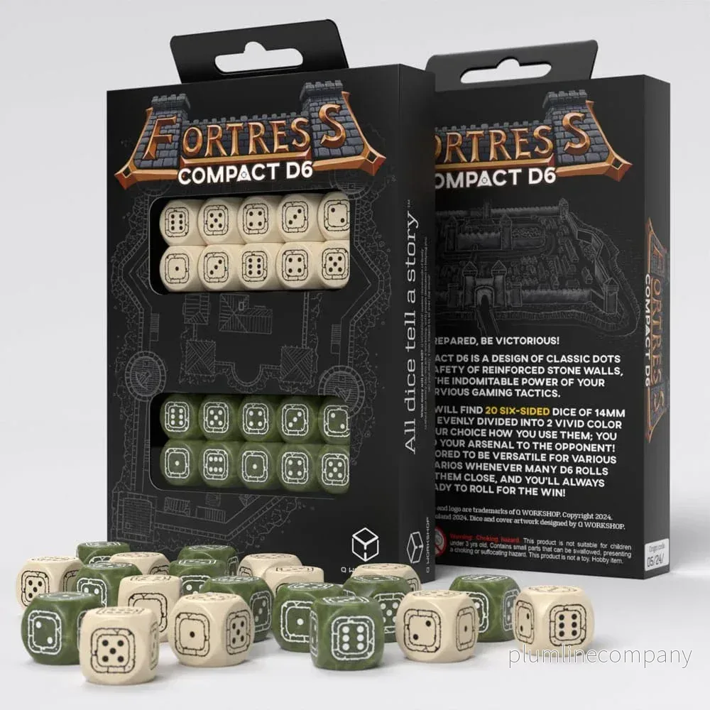 Fortress Compact D6 Tärningsset Beige & Olive (20) - Bild 3