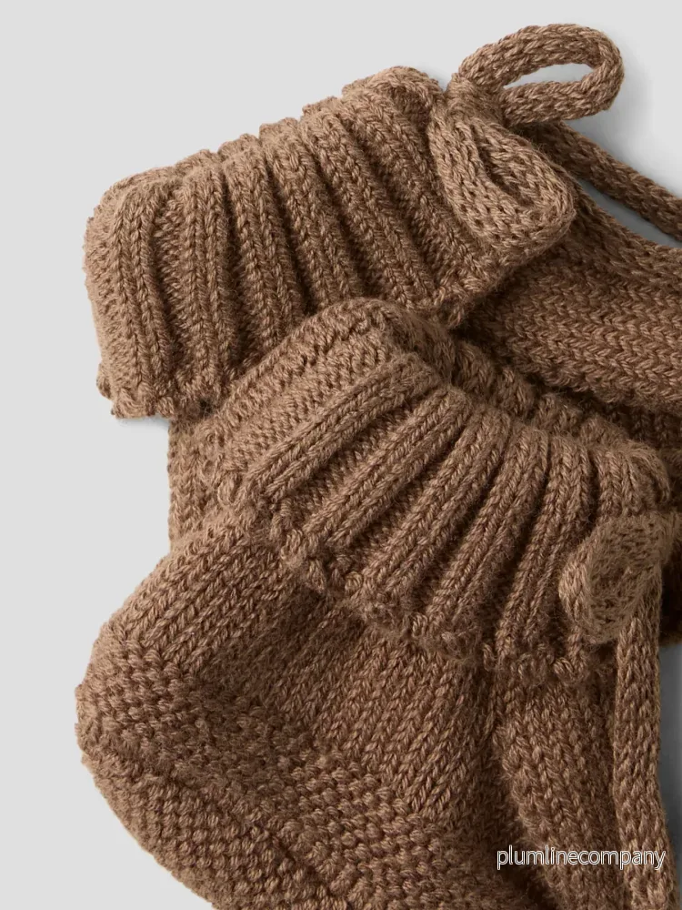Stickade tossor i ekologisk bomull - NBNLAGUNA KNIT SLIPPERS LIL - Teak - Bild 3
