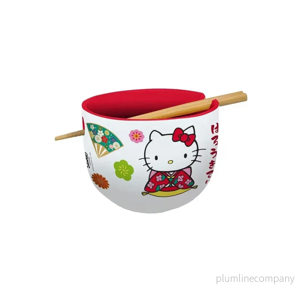 Sanrio Ramen Skål med Ätpinnar Hello Kitty Japan - Bild 2