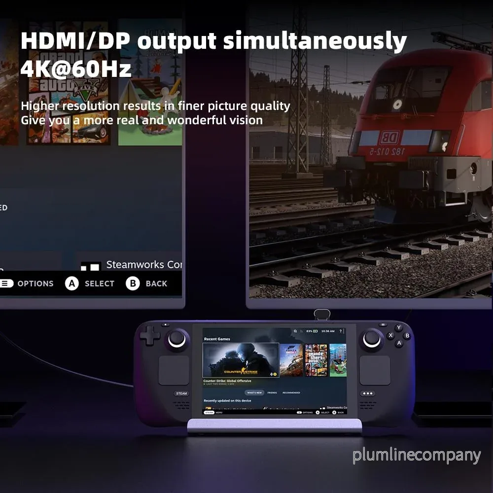 NÖRDIC 1 till 8 dockningsstation för Steam Deck 1xHDMI 4K60Hz, 1xDP 4K60Hz, 1xRJ45 GigaLAN, 1xUSB-C, 3xUSB-A, 1x USB-C PD - Bild 3