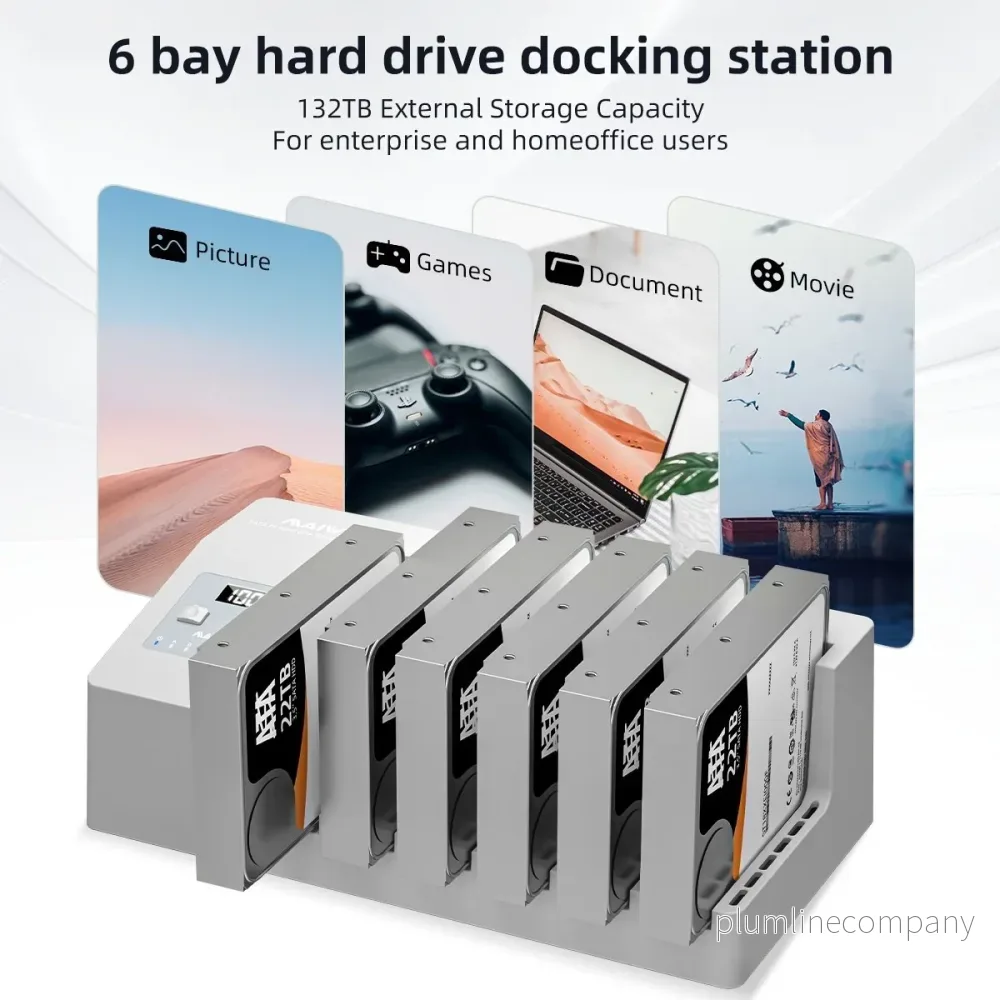 Maiwo K3096C 6x HDD kloning- och dockningsstation, 2,5″/3.5″ SATA HDD, USB-C 3.0 5Gbps Maiwo K3096C 6x HDD kloning- och dockningsstation, 2,5″/3.5″ SATA HDD, USB-C 3.0 5Gbps