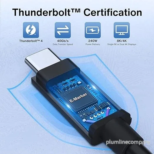 iVANKY Intel Certified Thunderbolt 4 Kabel 1,5 m 240W Laddning 40Gbps 8K Skärm USB-C till USB-C - Bild 2