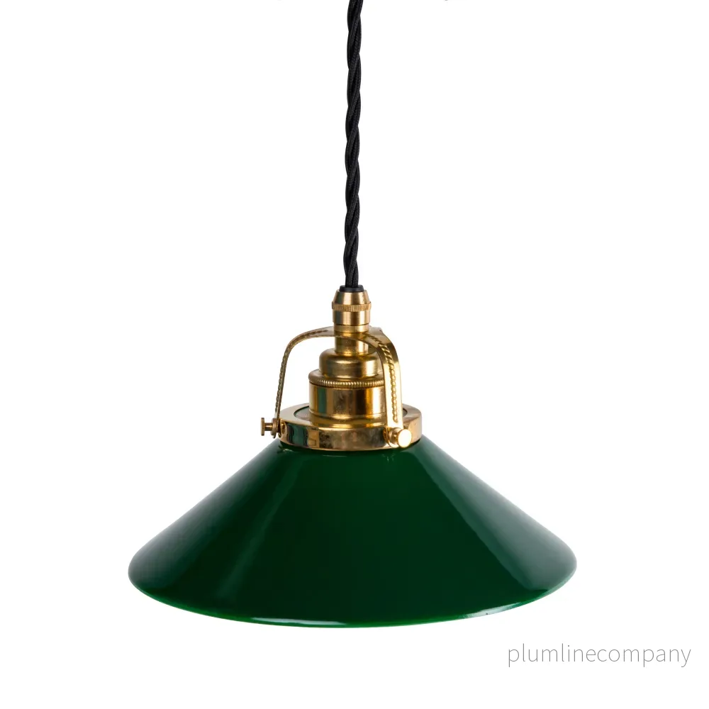 Skomakarlampa grön skärm 20 cm, svart sladd