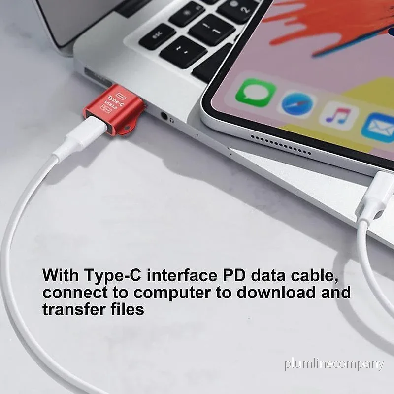NÖRDIC USB C till OTG USB A mini adapter metal röd - Bild 3