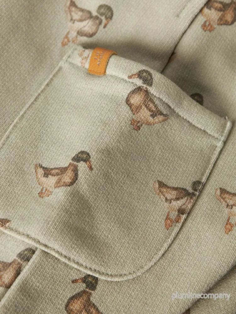 Mönstrad Hängselbyxa i Återvunnen Bomull - Moss Gray DUCK - NBMJOBO AFI LOOSE SWEAT OVERALL LIL - Bild 3