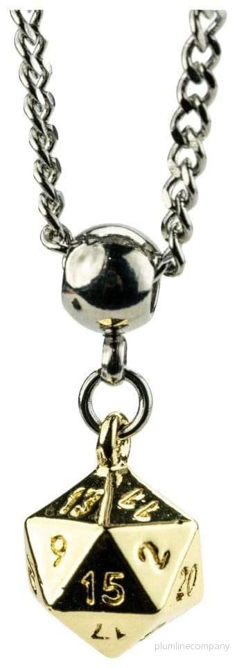 Lair Wear Caged Dice Necklace D20 Gold Metal Lair Wear Caged Dice Necklace D20 Gold Metal