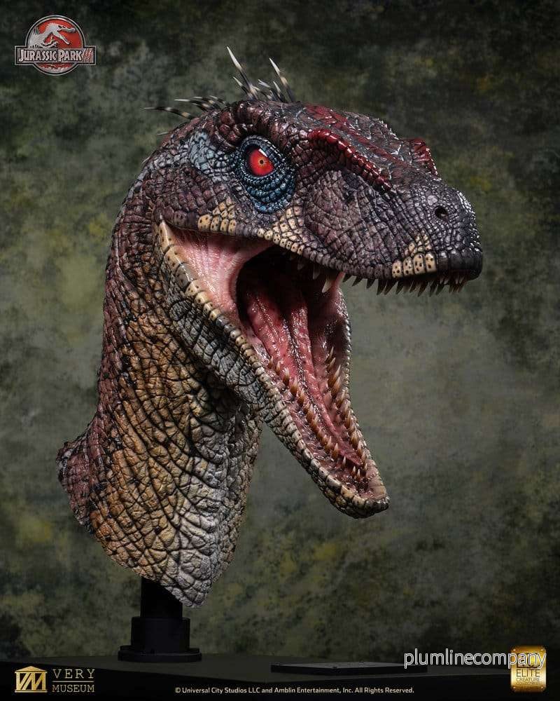 Jurassic Park III Life Size Bust Male Alpha Velociraptor ”Blood Knight” 83 cm