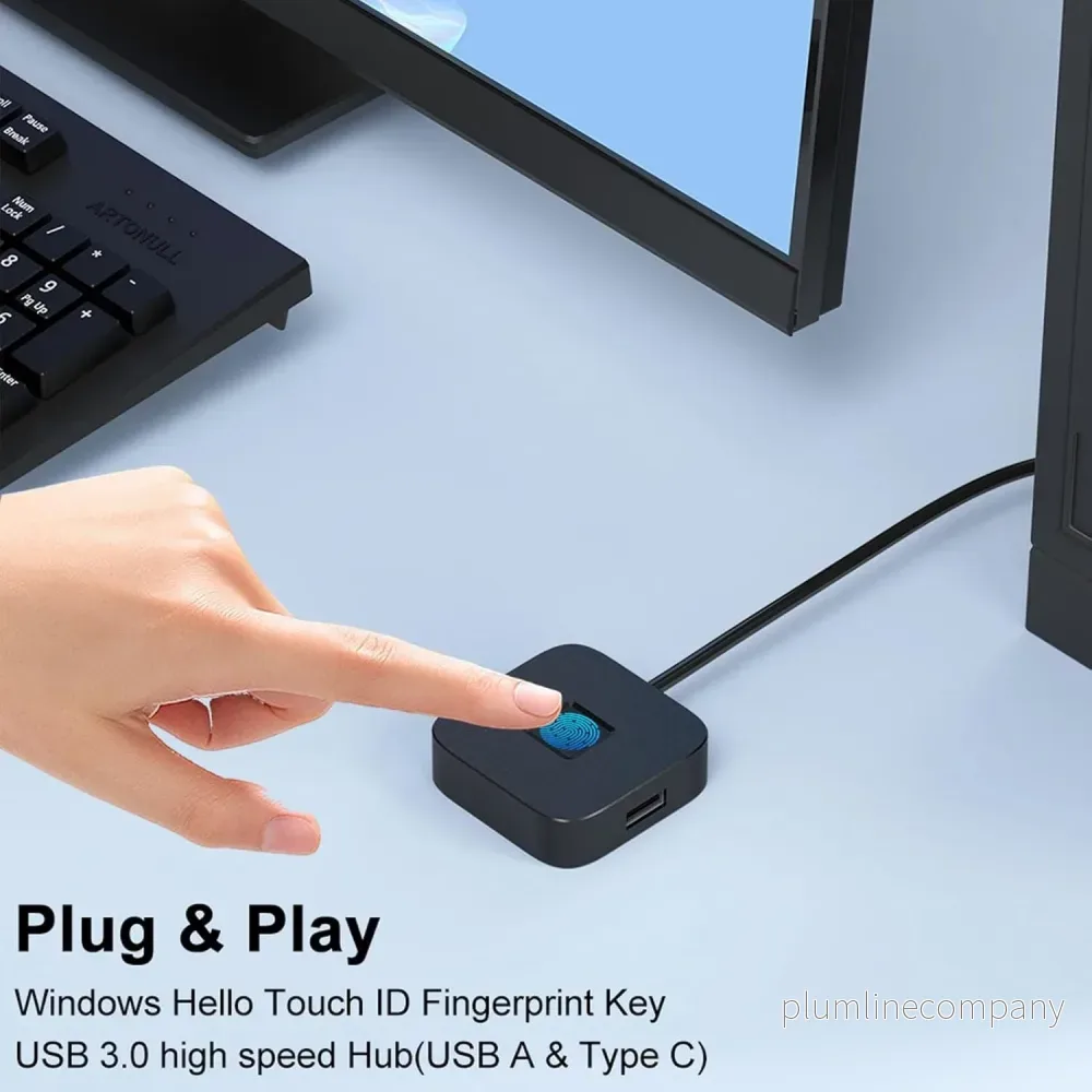 NÖRDIC USB A+C Fingeravtrycksläsare för Windows 10/11, Snabb matchande biometrisk fingeravtrycksläsare - Bild 2