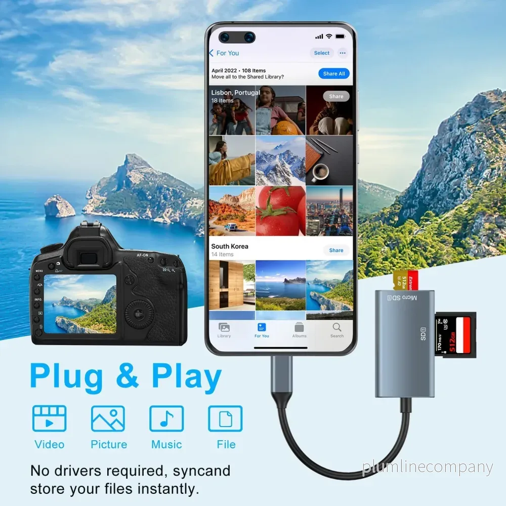NÖRDIC USB-C 3.0 Kortläsare 2 Slot SD3.0, MicroSD3.0 UHS-I - Bild 3