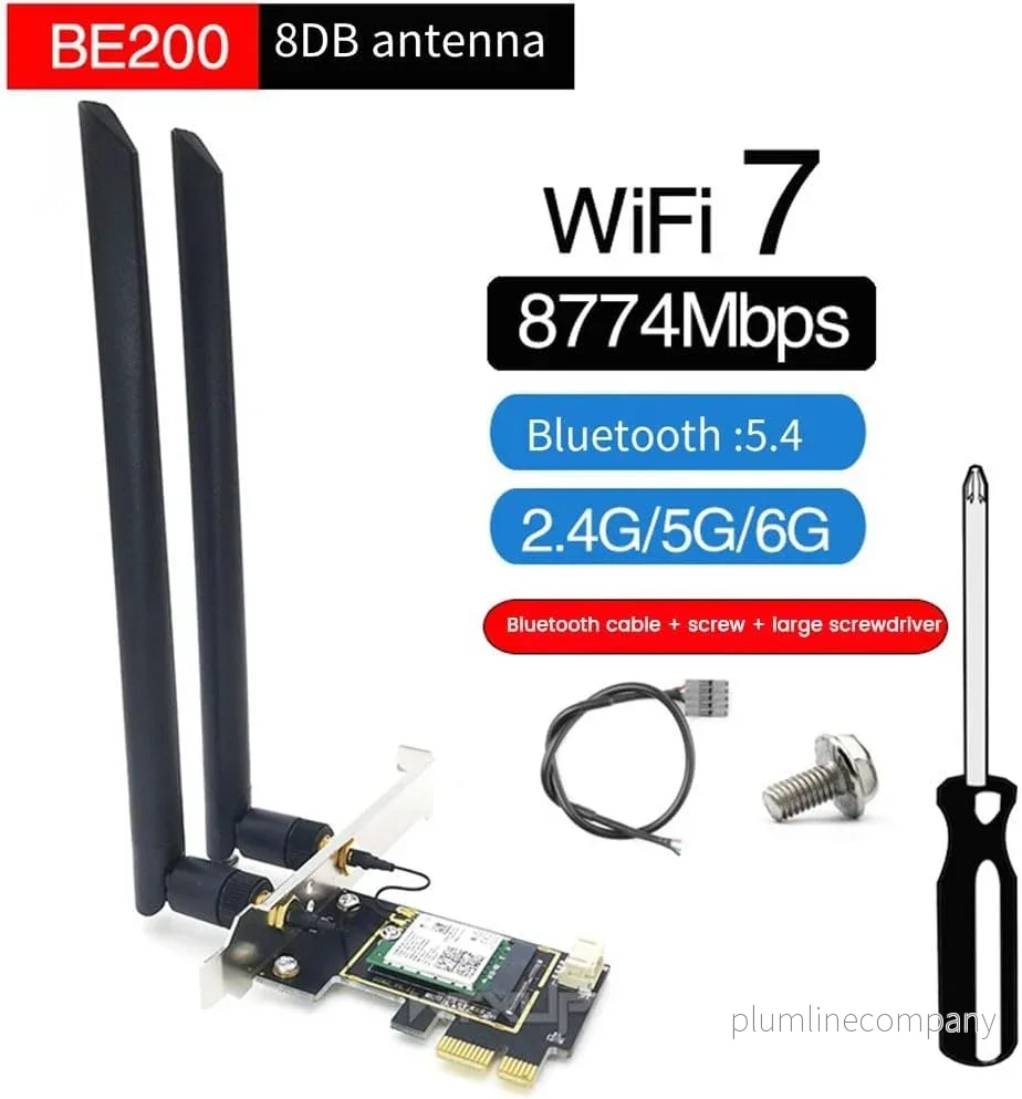 NÖRDIC WiFi 7 PCIe x1 trådlöst nätverkskort med Intel BE200-chipset, 8800 Mbps, Bluetooth 5.4