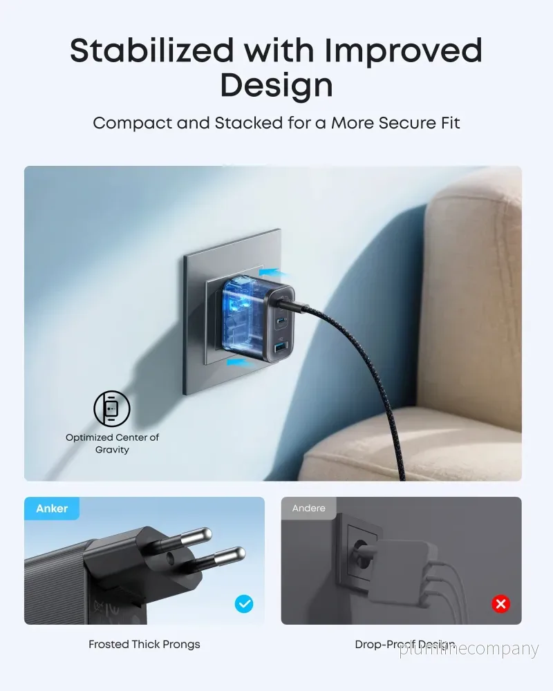 Anker Nano 70W USB-C Laddare, 3-portars strömadapter med ultrasnabb 70W laddning - Bild 3