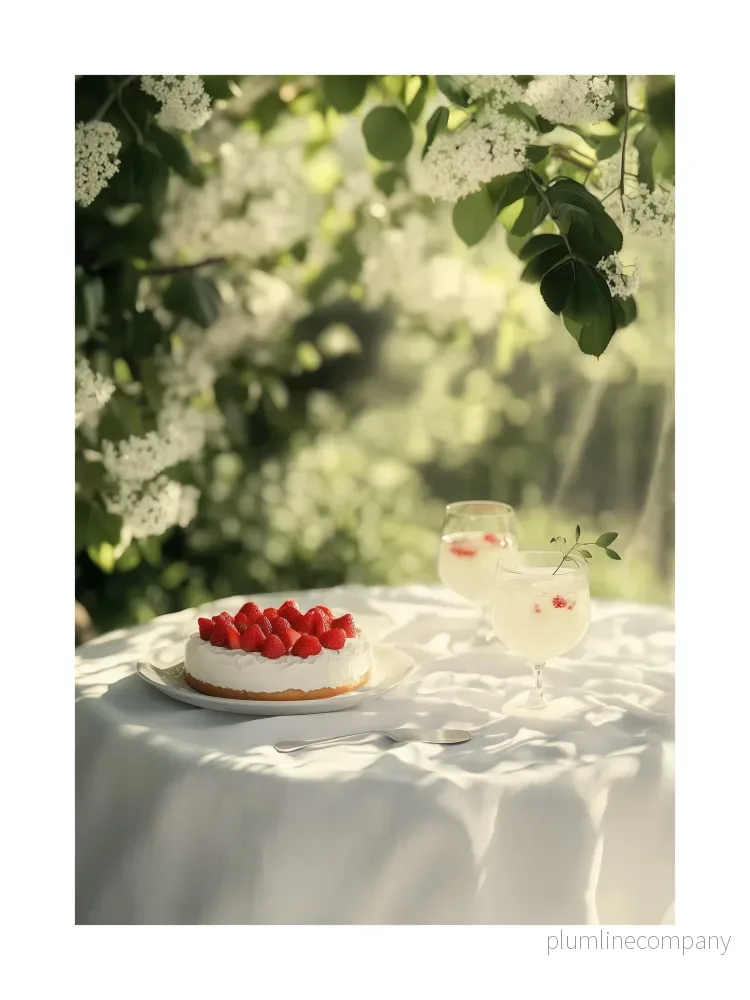 Strawberry Cake Garden Poster