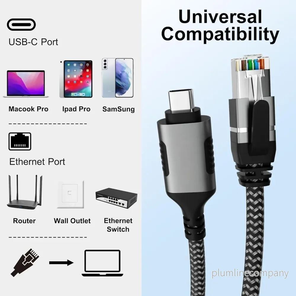 NÖRDIC 10m USB-C 3.1 till RJ45 1Gbps LAN Windows, MacOS, Linux, ChromeOS - Bild 2