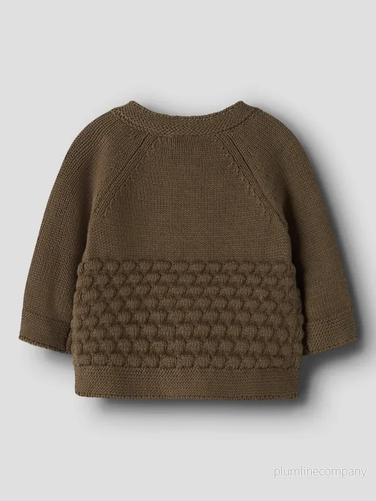 Stickad Kofta i Bomullsmix – Teak - NBNNOBIR LS KNIT CARD LIL - Bild 2