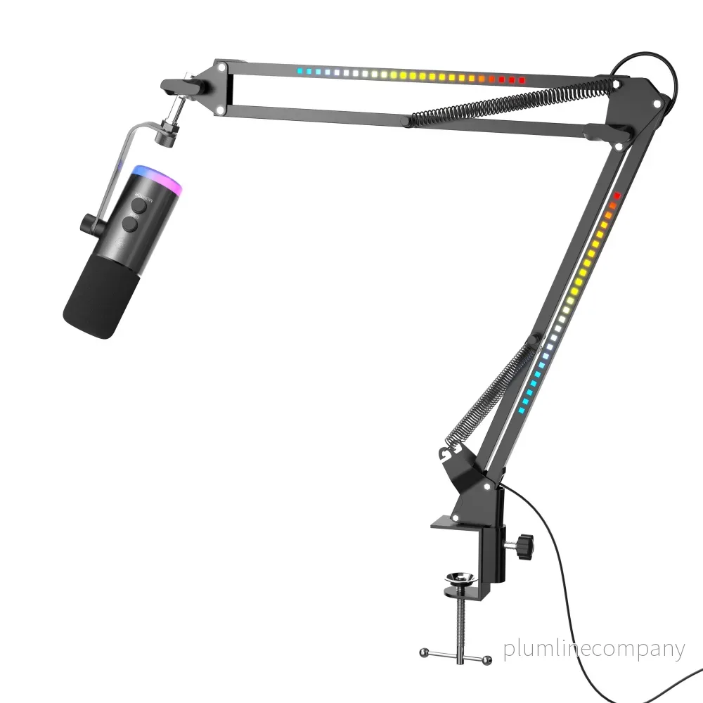 NÖRDIC XLR/USB dynamisk mikrofonkit, RGB-justerbart mikrofonarmstativ för streaming, gaming, voice-over och inspelning NÖRDIC XLR/USB dynamisk mikrofonkit, RGB-justerbart mikrofonarmstativ för streaming, gaming, voice-over och inspelning
