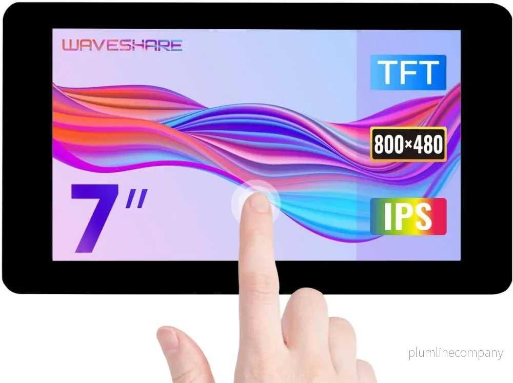Waveshare 7-tums pekskärm för Raspberry Pi 5, 4B, Raspberry Pi 3B+/3B/3A+, CM3/3+/4 och VisionFive2 Core3566, 800 × 480 upplösning med DSI-gränssnitt