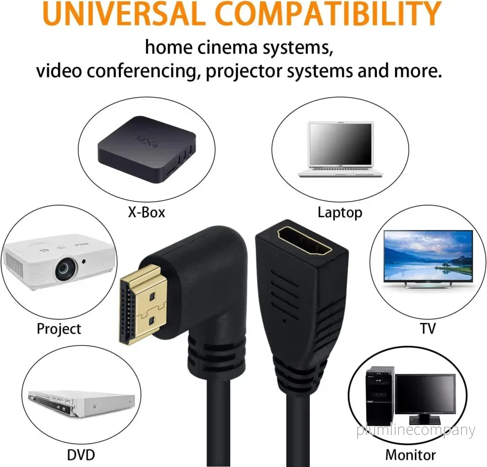 NÖRDIC vinklad HDMI adapter 8K60Hz 4k120Hz 48Gbps hane till hona HDMI2.1 18cm - Bild 3