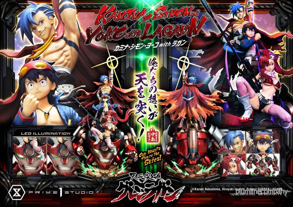 Gurren Lagann Ultimate Premium Masterline Series staty 1/4 Kamina, Simon & Yoko med Lagann Deluxe Bonus Version 97 cm - Bild 2