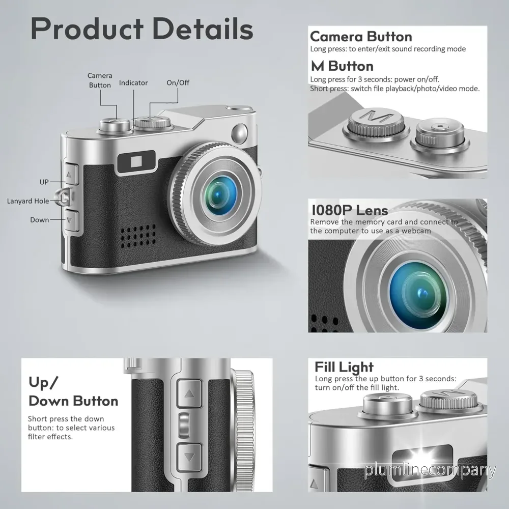 Mini HD Kamera – 0,96" skärm, 2MP fotoupplösning och 1080P video, 200mAh batteri - Bild 2