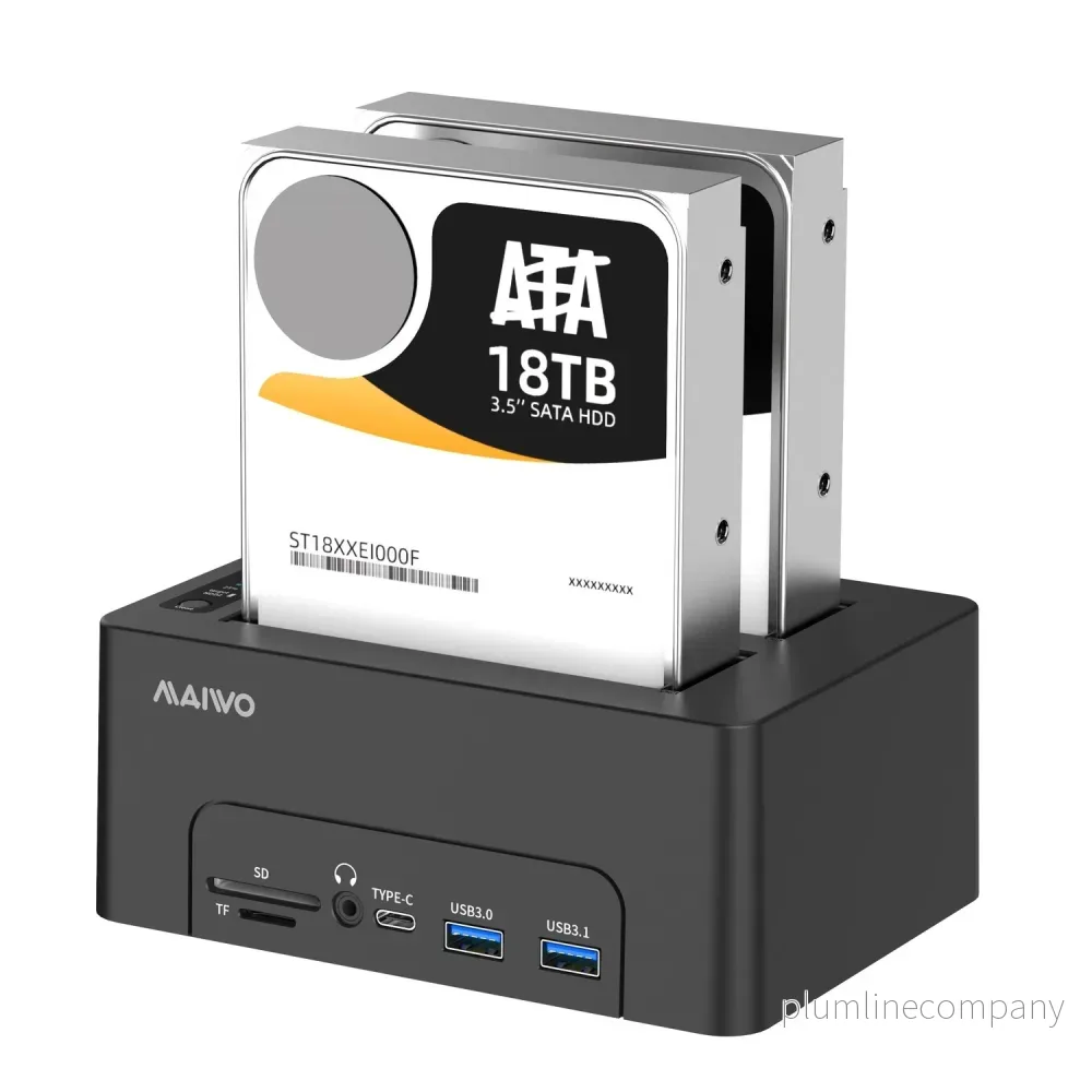 Maiwo K3082P HDD USB-C Dubbel dockningsstation med klon 10Gbps HDMI 4K60Hz Giga Lan kortläsare SD och MicroSD USB HUB 2xUSB-A och 2xUSB-C Maiwo K3082P HDD USB-C Dubbel dockningsstation med klon 10Gbps HDMI 4K60Hz Giga Lan kortläsare SD och MicroSD USB HUB 2xUSB-A och 2xUSB-C