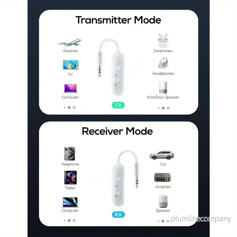 NÖRDIC Bluetooth 5.4-sändare och mottagare för flygresa och TV, upp till 2 enheter, stöd för aptX LL, aptX Adaptive, aptX HD - Bild 2