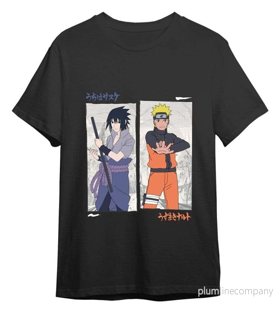 Naruto Shippuden T-Shirt Naruto vs Sasuke Svart Naruto Shippuden T-Shirt Naruto vs Sasuke Svart