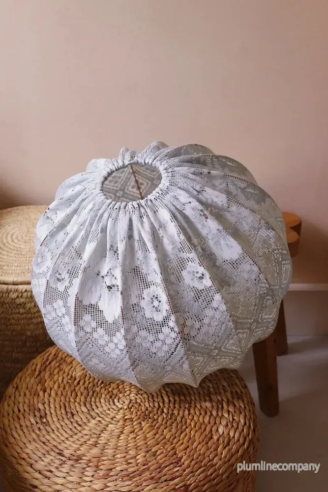Taklampa vintage spets 50 cm Blå