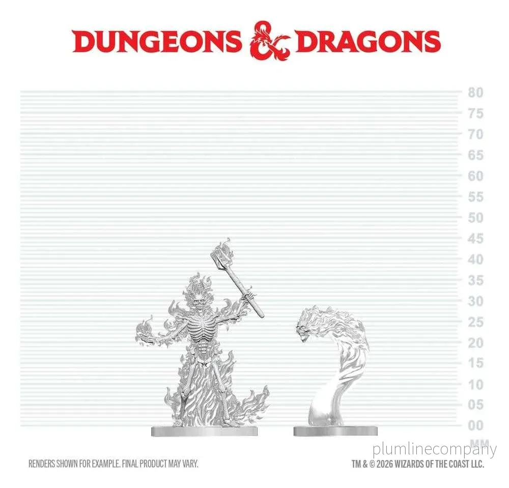 Dungeons & Dragons Nolzur's Marvelous Miniatures omålad miniatyr Flaming Skeleton & Flameskull 14 cm - Bild 2