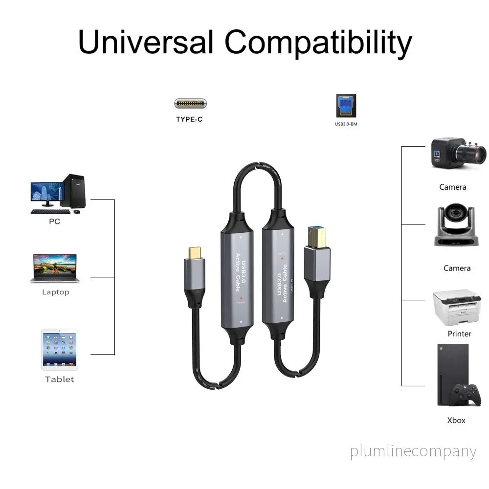 NÖRDIC USB 3.0 kabel USB C till USB B 5Gbps 10m USB skrivarkabel - Bild 2