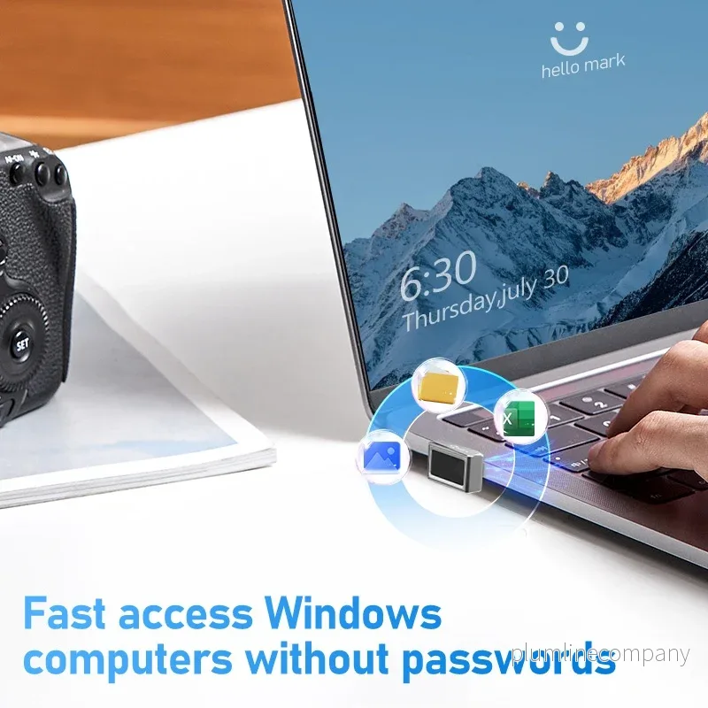 NÖRDIC USB Windows Hello Fingeravtrycksläsare för Windows 11/10, Säkerhetsenhet för inloggning på datorer, Säkerhetslås - Bild 3