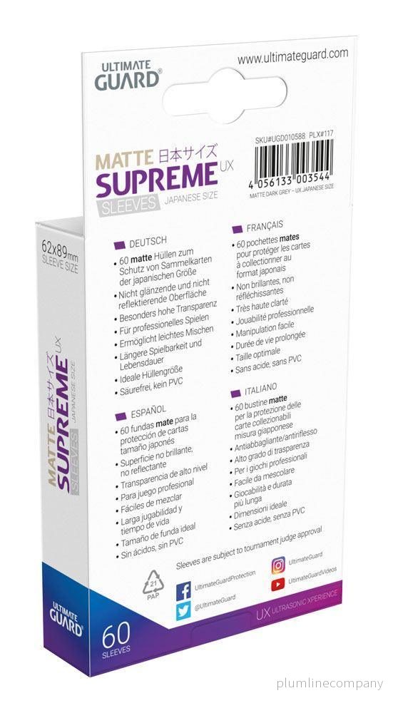 Ultimate Guard Supreme UX Sleeves Japansk Storlek Matt Mörkgrå (60) - Bild 2