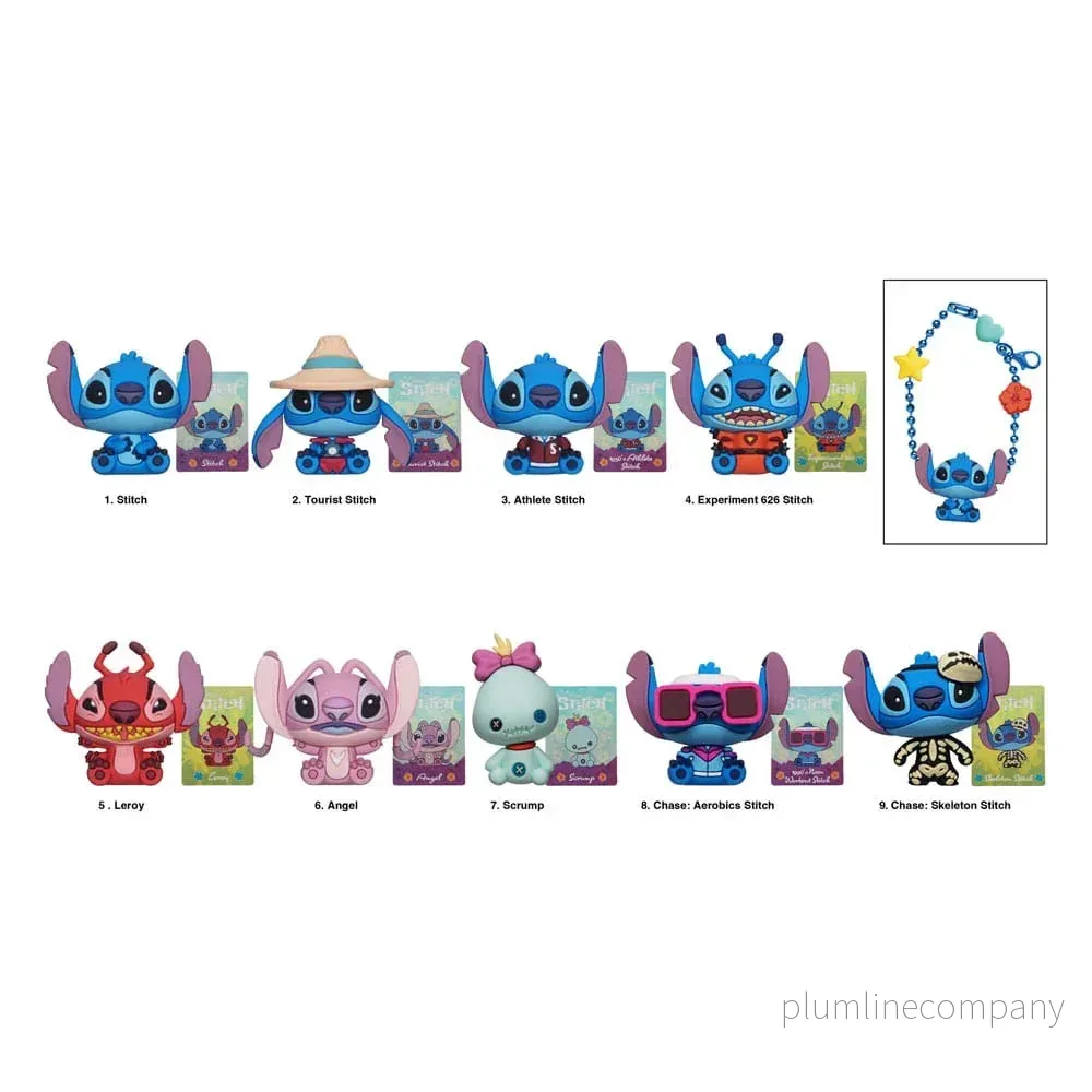 Lilo & Stitch 3D PVC Bag Clips – Stitch Charm Display (24-pack)