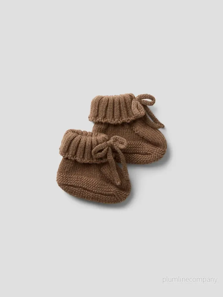 Stickade tossor i ekologisk bomull - NBNLAGUNA KNIT SLIPPERS LIL - Teak - Bild 2