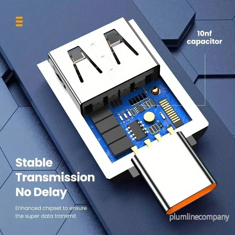 NÖRDIC USB-A 3.1 OTG hona till USB C hane adapter, USB-C adapter till synk och laddning, aluminium orange - Bild 2