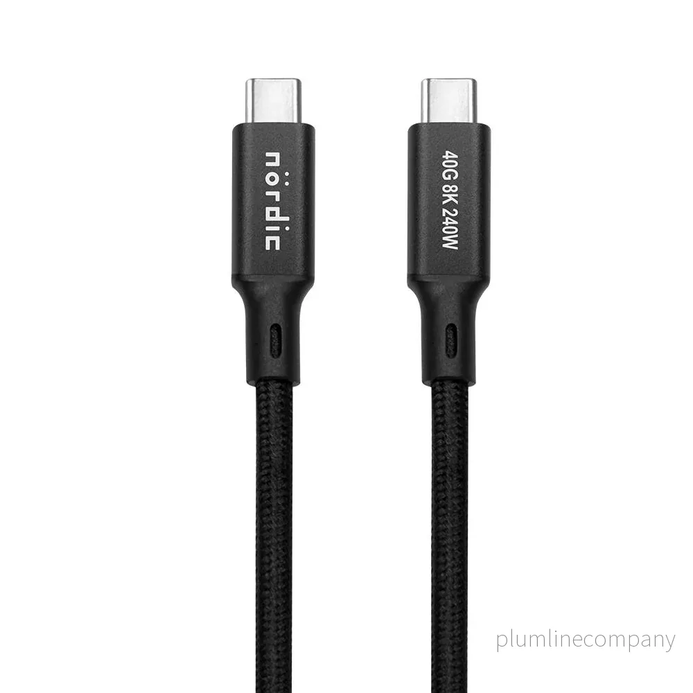 NÖRDIC 50 cm USB4 USB-C till C nylonflätad kabel PD3.1 240W 40G 8K60Hz 4K144Hz svart NÖRDIC 50 cm USB4 USB-C till C nylonflätad kabel PD3.1 240W 40G 8K60Hz 4K144Hz svart