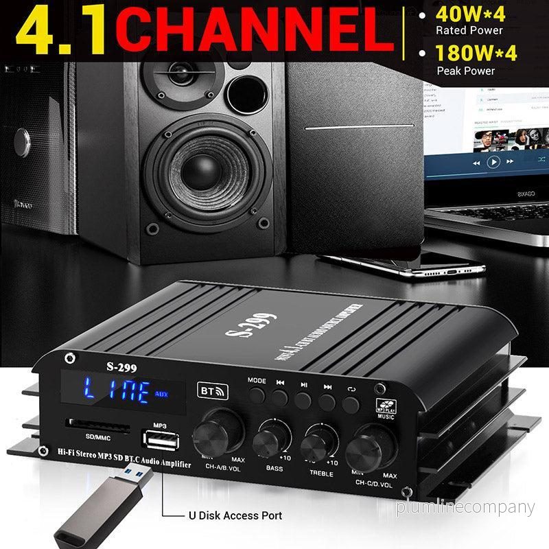 NÖRDIC Bluetooth 5.0 stereo 2.1 amplifier 4X40W+50W RMS förstärkare 2 högtalare och subwoofer med USB och SD mediaspelare input - Bild 3