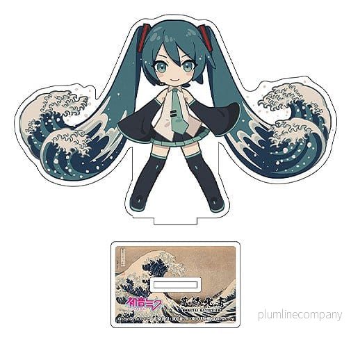 Hatsune Miku x Katsushika Hokusai iXima Die-Cut Akrylställ Den Stora Vågorna vid Kanagawa (Chibi) 10 cm (5) - Bild 2