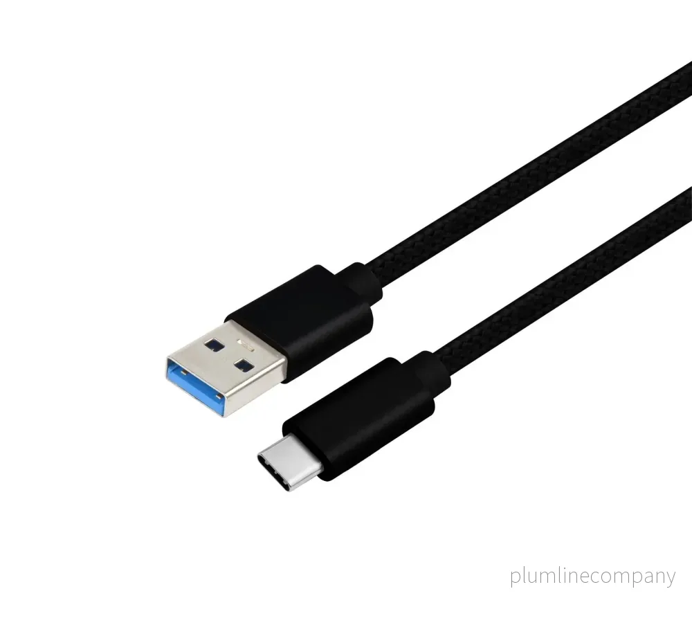 NÖRDIC 15cm USB3.2 Gen1 USB-C till A nylonflätad kabel snabbladdning 3A 5Gbps Power Delivery PD 60W svart - Bild 2
