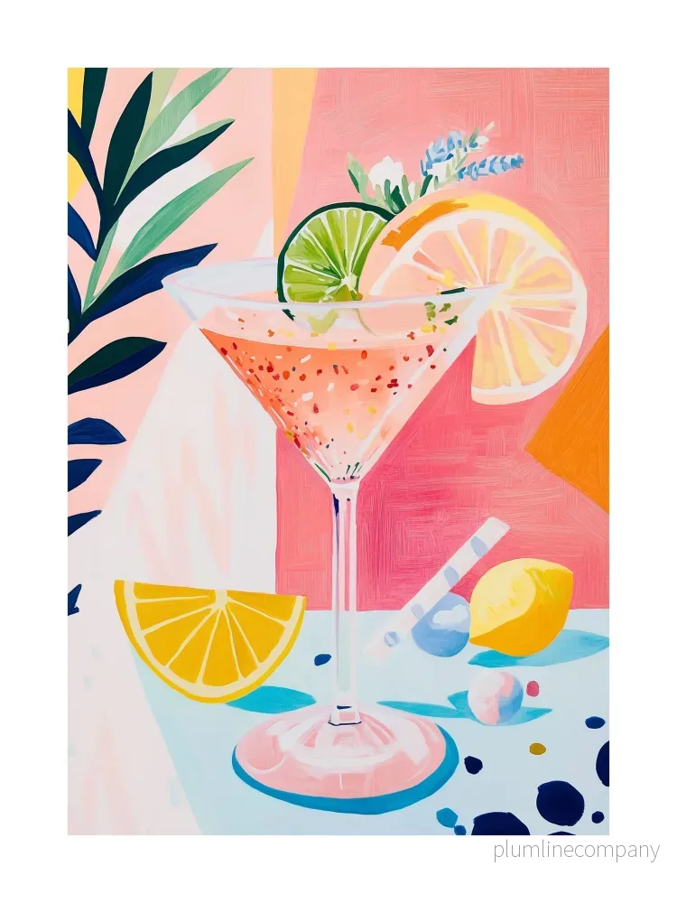 Folk Art Martini Poster Folk Art Martini Poster