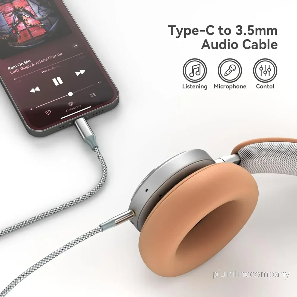 NÖRDIC 1,2 m USB-C till 3,5 mm hörlursutgång AUX-kabel - Bild 2